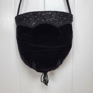 La Regale Ltd Velvet Deco Beaded Flapper Evening Bag Purse Tassel